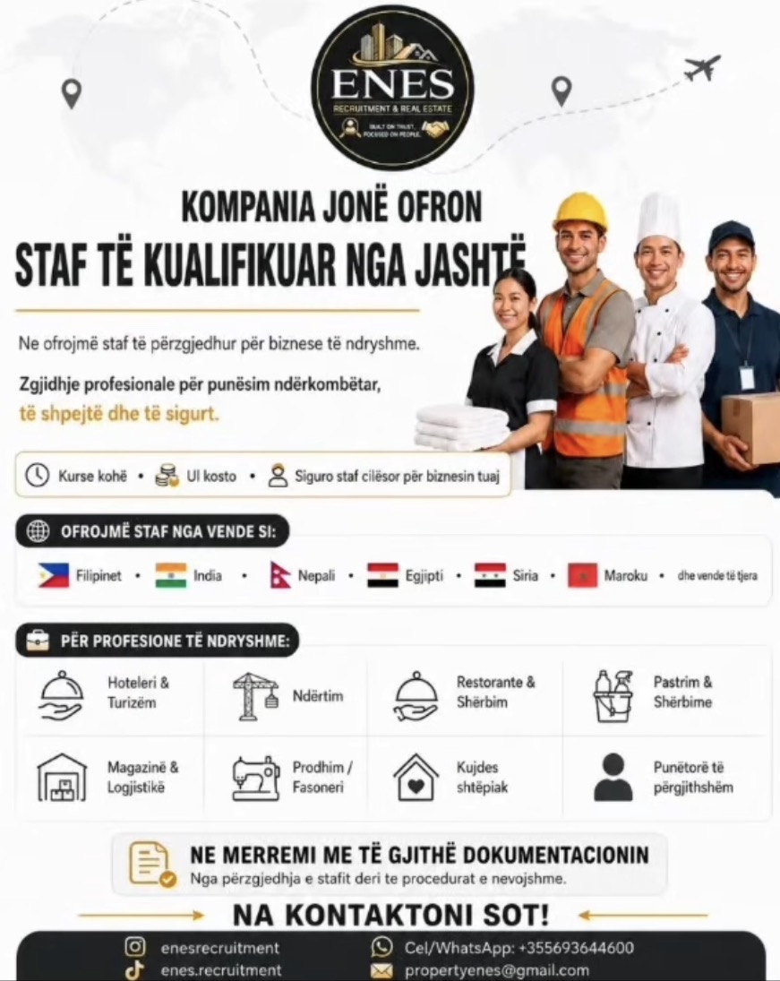 Ofrojmë staf të kualifikuar nga jashtë