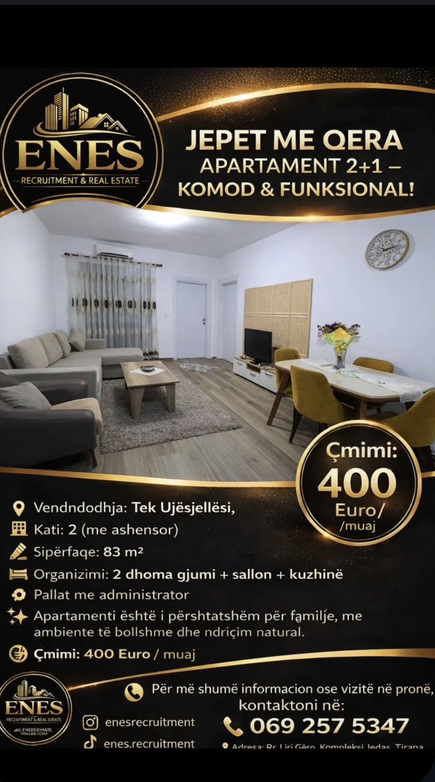 Apartament 2+1 me qera